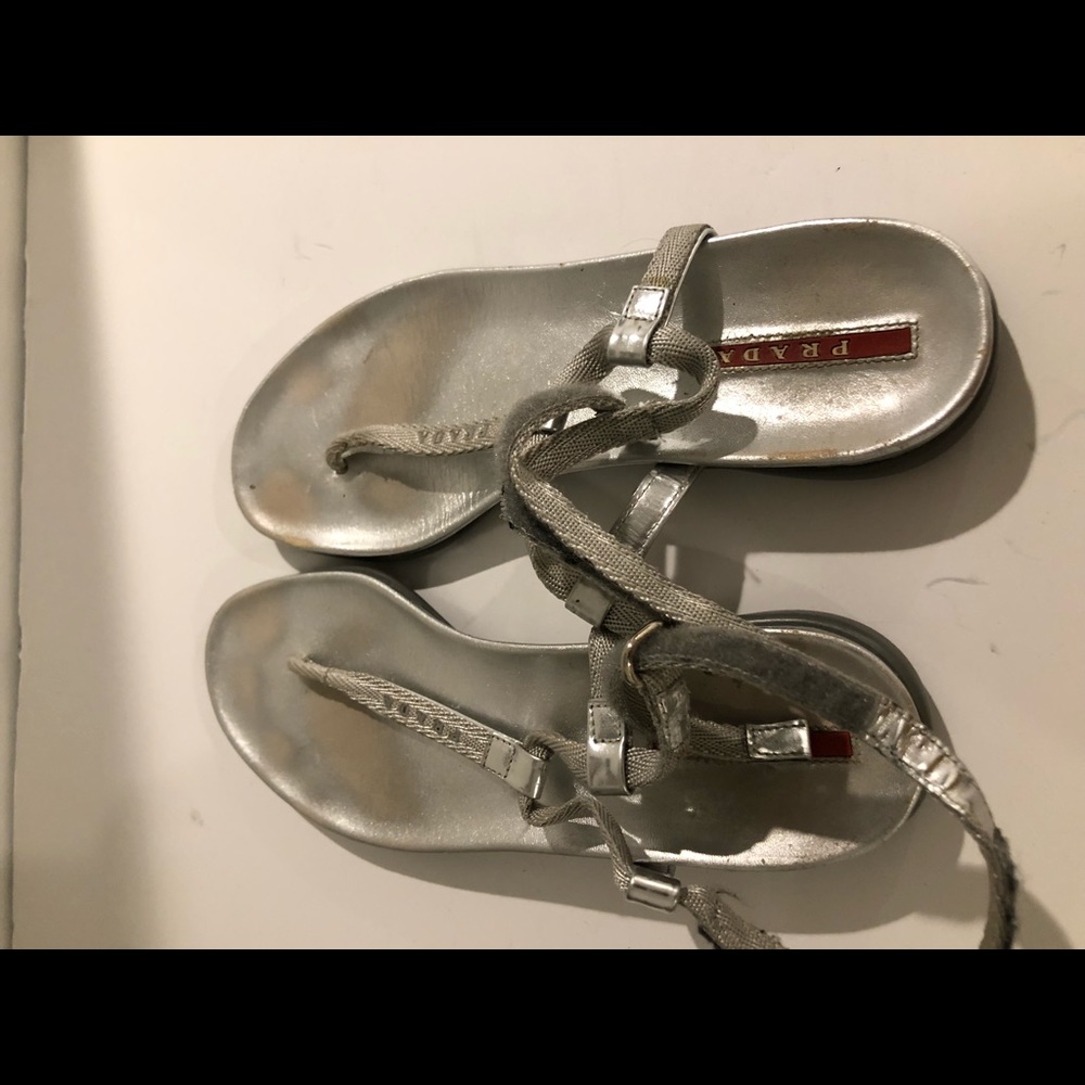 Silver Prada sandals
